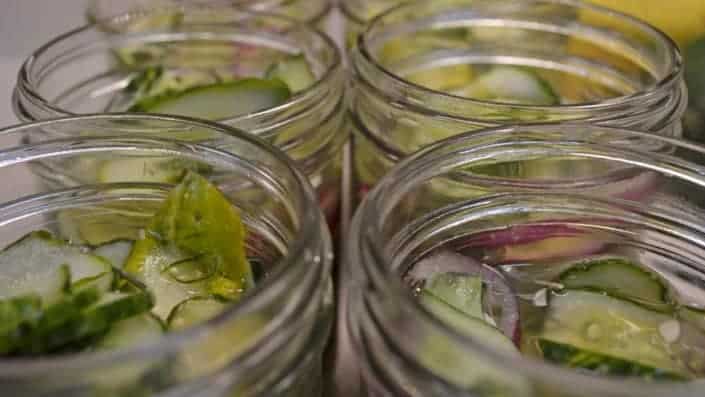 Packed Cilantro Freezer Pickles A close up of the salad in the bowl