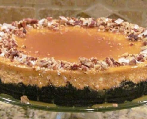 A close up of a cake on a plate