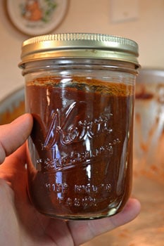 Jar of Chile Sauce A plant growing in the dirt on a sunny day.