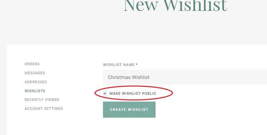 A screenshot of the new wishlist page.