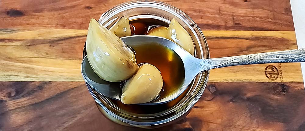 Korean pickled garlic finished and ready to eat. Korean pickled garlic finished and ready to eat.